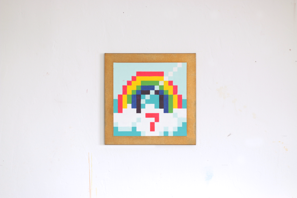 Tushita said Hi! acrylic painting fine pixel art ivo zibulla leipzig