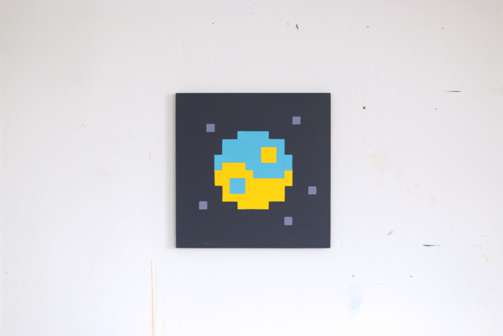 Welt acrylic painting fine pixel art ivo zibulla leipzig