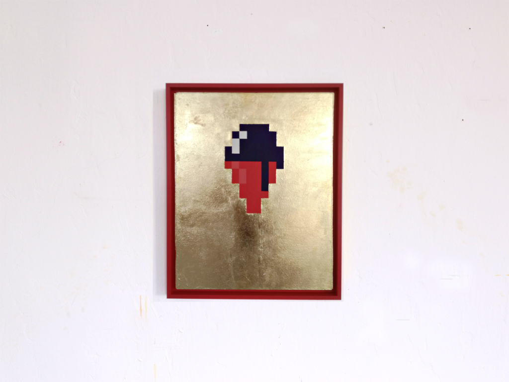 iscream pixelikonen iconic pixel fine art acrylic gold leaf painting ivo zibulla leipzig