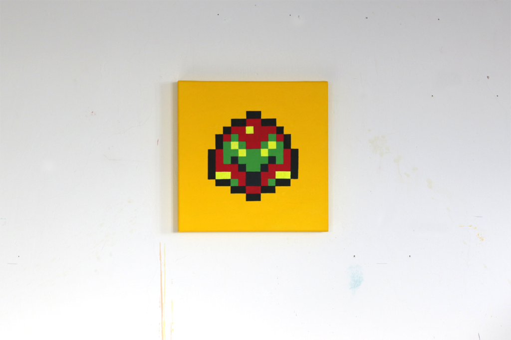 samus aran metroid nintendo pixel heroes acrylic painting ivo zibulla leipzig