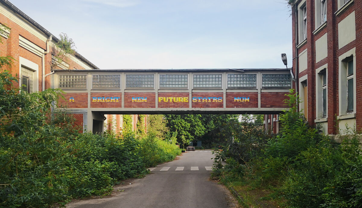 Future statrs now. Installation in old ruin of coal mine Westerholt, dimensions variable